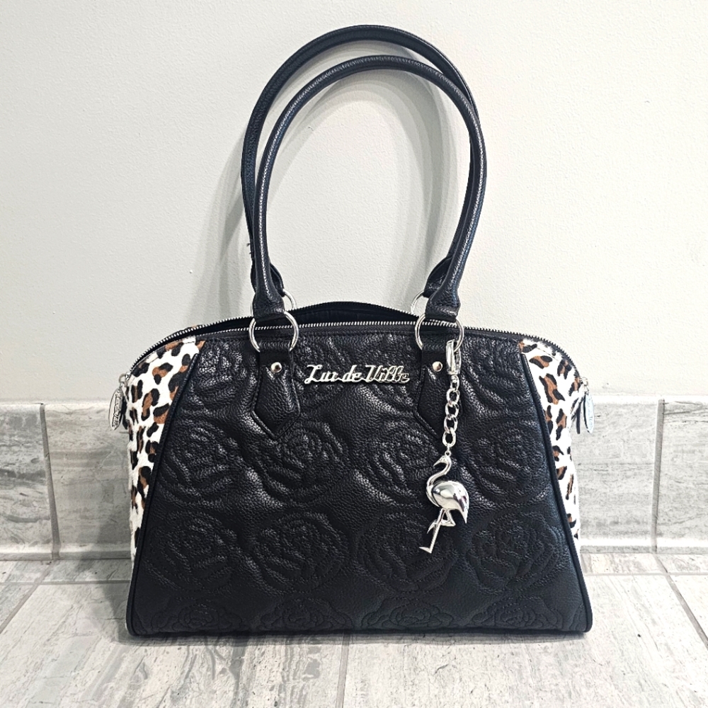 Lux De Ville Black & Leopard Cha Cha Tote